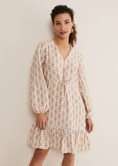 Kesia Geo Swing Mini Dress Stone/Ivory