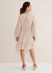 Kesia Geo Swing Mini Dress Stone/Ivory