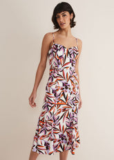 Sammie Leaf Print Fit And Flare Midi Dress Ivory/Multi