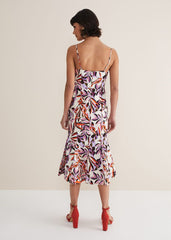 Sammie Leaf Print Fit And Flare Midi Dress Ivory/Multi