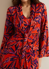 Briella Jersey Leaf Print Maxi Dress Vermillion/multi