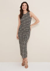 Rubie Geo Bodycon Midi Dress Black/Neutral