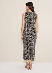 Rubie Geo Bodycon Midi Dress Black/Neutral