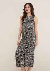 Rubie Geo Bodycon Midi Dress Black/Neutral