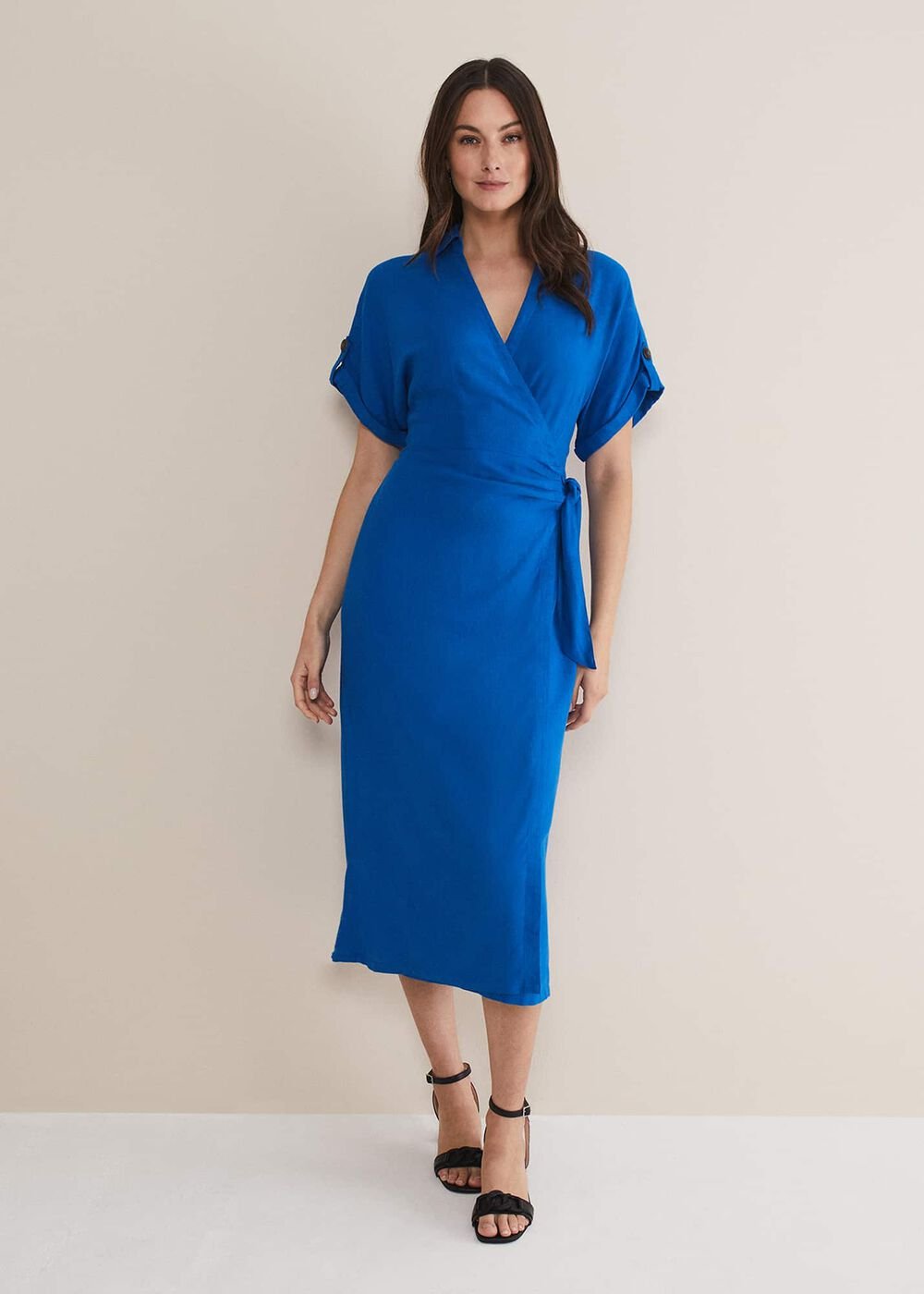 Yasse Linen Shirt Dress Blue