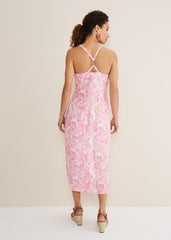 Monroe Paisley Midi Dress Pink/Ivory