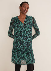 Dorathy Zig Zag Mesh Dress Blue/Green