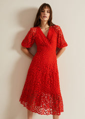 Senna Lace Midi Dress Vermillion