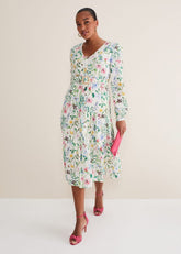 Maya Floral Midaxi Dress Ivory/Multi