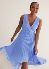 Brianna Pleated Midaxi Dress Cornflower