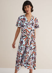 Julissa Ruffle Wrap Midi Dress Aqua/Multi