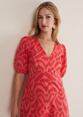 Krystal Cotton Abstract Mini Dress Pink/Red