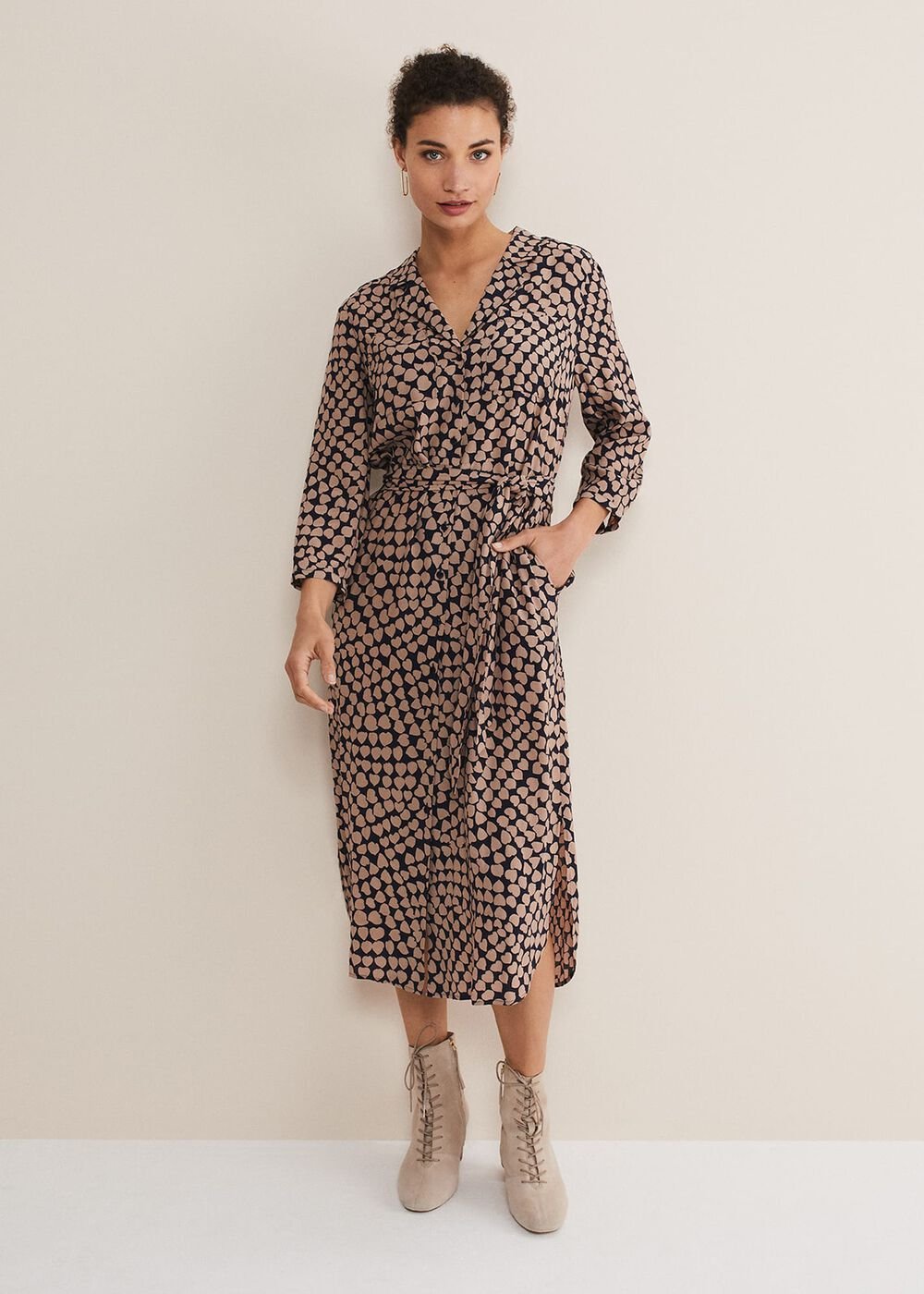Kesia Hearts Swing Dress Navy/Stone