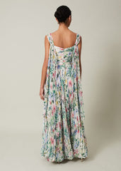 Gretel Floral Pleated Maxi Dress Ivory/Multi