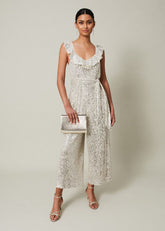 Tazanna Sequin Wide Leg Jumpsuit Silver
