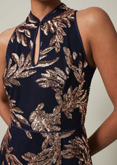 Viviana Sequin Maxi Dress Navy/Gold