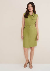 Miruna Utility Shift Dress Khaki
