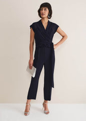 Leonora Chiffon Overlay Jumpsuit Navy