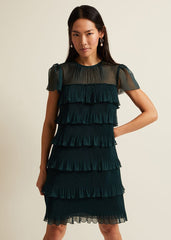 Mimi Dark Green Frill Mini Dress Dark Green
