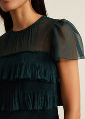 Mimi Dark Green Frill Mini Dress Dark Green