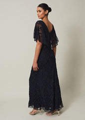 Noelle Navy Tapework Maxi Dress Navy