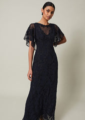 Noelle Navy Tapework Maxi Dress Navy