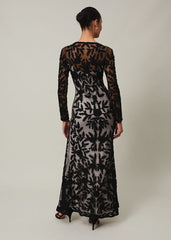 Hermione Tapework Maxi Dress Black/Nude