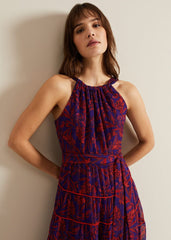 Gillian Halterneck Midi Dress Violet/Multi