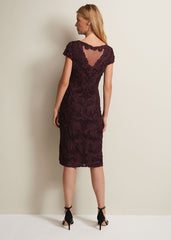 Agatha Berry Tapework Midi Dress Berry