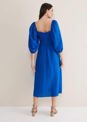 Celila Linen Midi Dress Blue