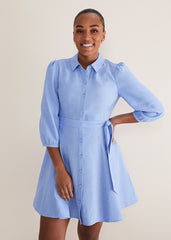 Lucie Linen Shirt Dress Pale Blue