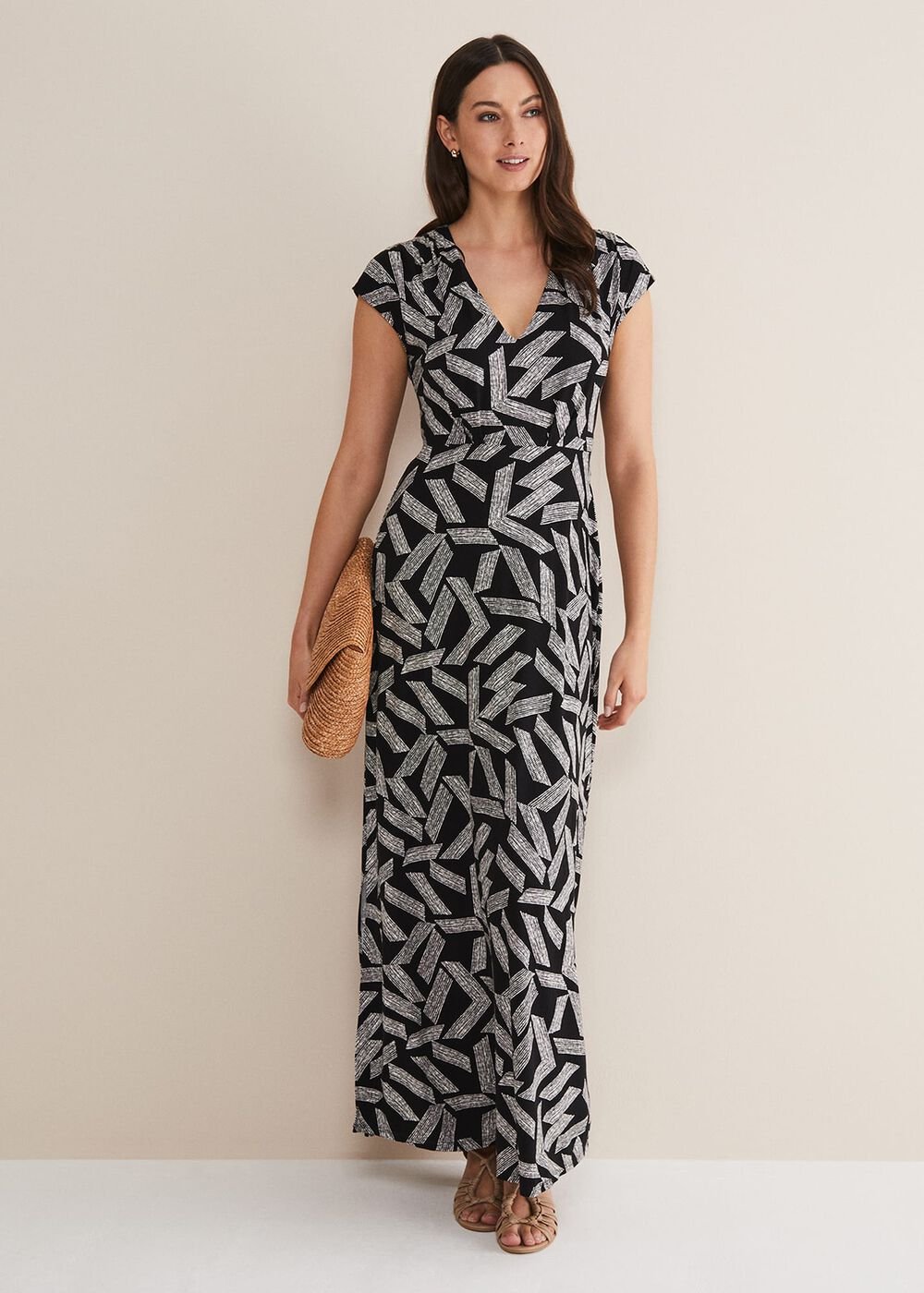 Siobhan Abstract Maxi Dress Black/White