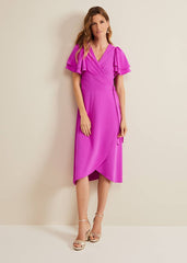 Gian Magenta Wrap Midi Dress Magenta