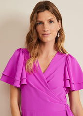Gian Magenta Wrap Midi Dress Magenta