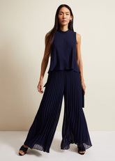 Eden Navy Pleated Jumpsuit Navy