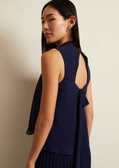 Eden Navy Pleated Jumpsuit Navy
