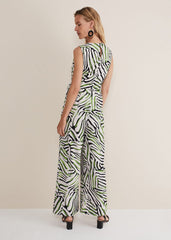 Tamsin Zebra Print Wide Leg Jumpsuit Green/Neutral
