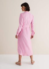 Rosalina Pink Linen Shirt Dress Pink