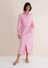 Rosalina Pink Linen Shirt Dress Pink