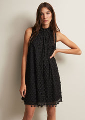 Black Shift Mini Dress with Textured Detail Black