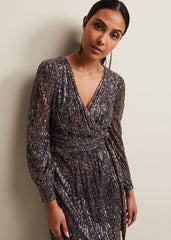 Petite Amily Sequin Maxi Dress Rose Gold