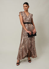 Enja Sequin Maxi Dress Rose Gold