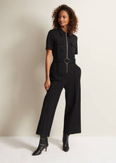 Polly Black Zip Jumpsuit Black