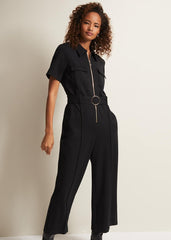 Polly Black Zip Jumpsuit Black