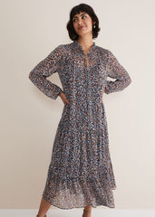 Penele Chiffon Midi Dress Black