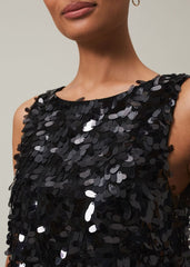 Elena Black Sequin Tiered Maxi Dress Black