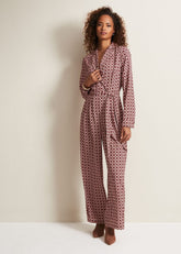 Bianka Satin Geo Wide Leg Jumpsuit Red