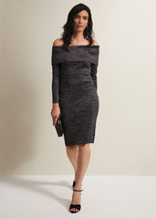 Heidi Knitted Bardot Dress Black/Silver