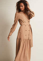 Morgan Trench Midi Dress Camel