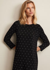 Catriona Stud Shift Knitted Mini Dress Black